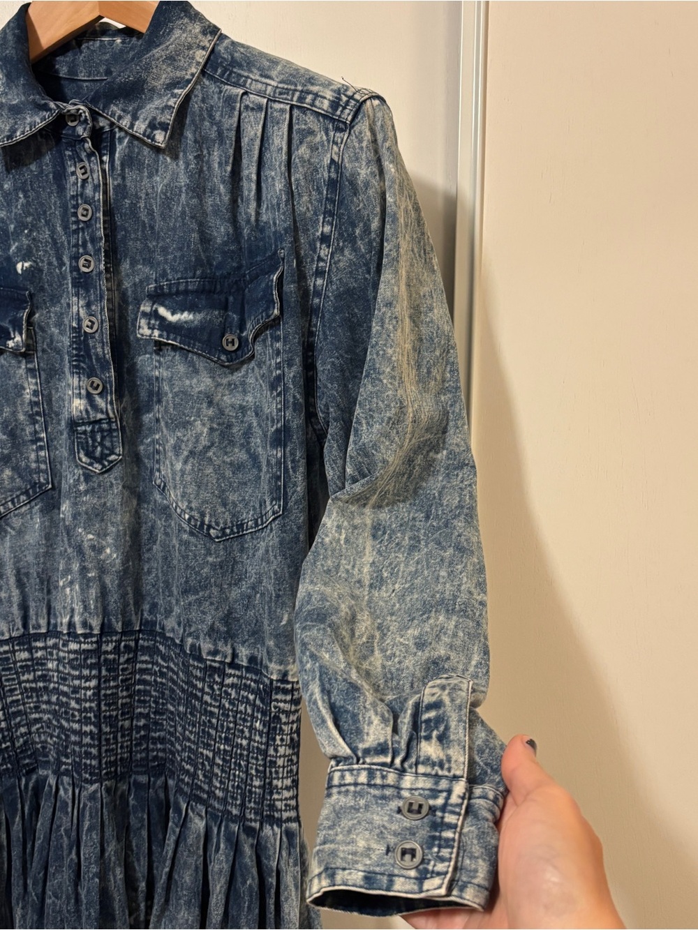Vintage Karen Alexander Western Denim Maxi Dress Size 10 Acid Wash Prairie Rare - Picture 2 of 11